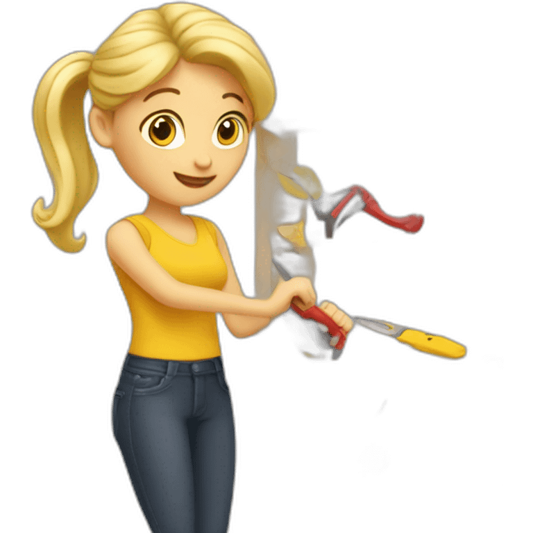 blond-mom assembling ikea bookshelf tools emoji