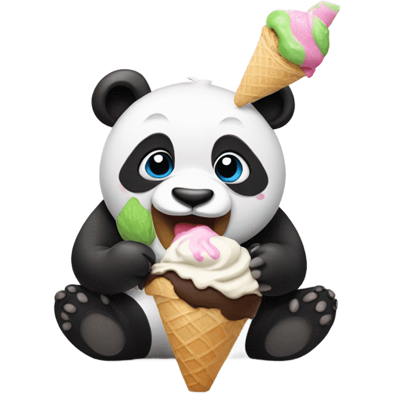 Panda eating ice cream emoji