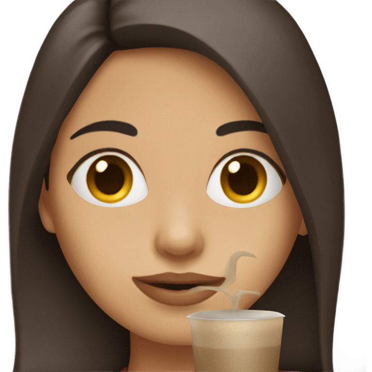 girl with dark long hair drinks her latte emoji