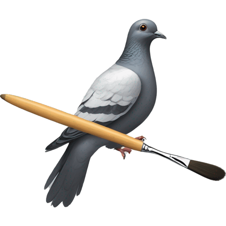 pigeon painting with a brush emoji