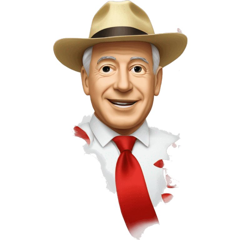 Binyamin Netanyaou avec des confettis et un chapeau rouge  emoji