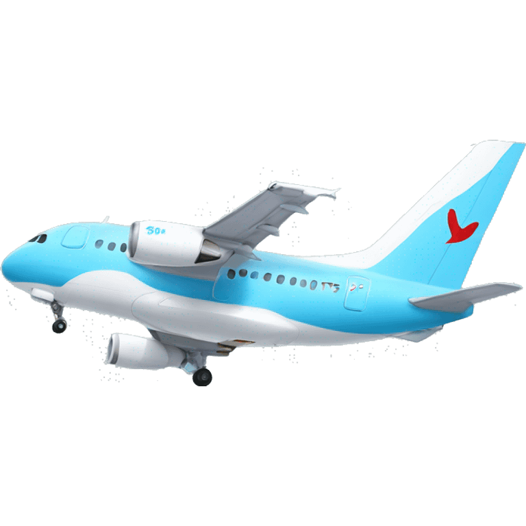 Light blue aircraft with TUI smile on the tail emoji