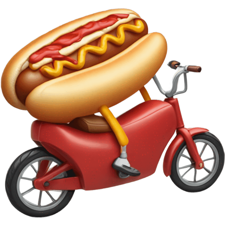 A hotdog riding a bicycle emoji