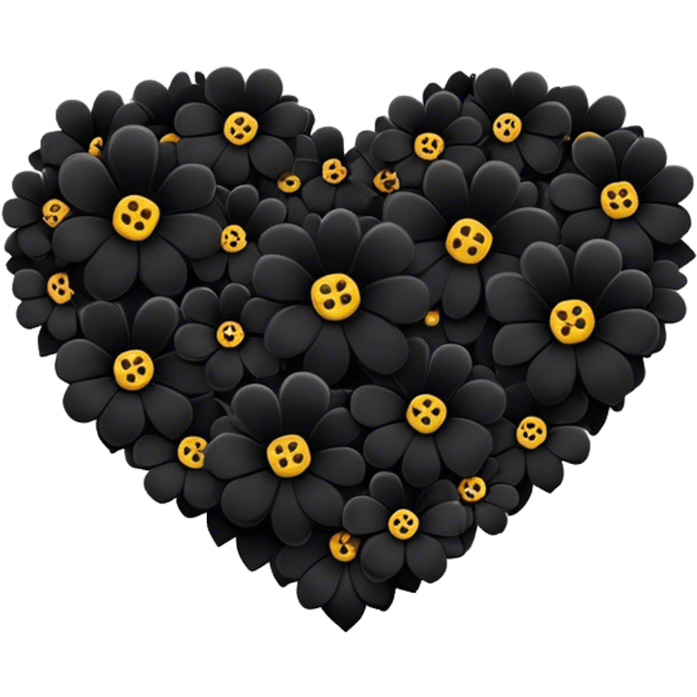 Heart filled with black flowers emoji