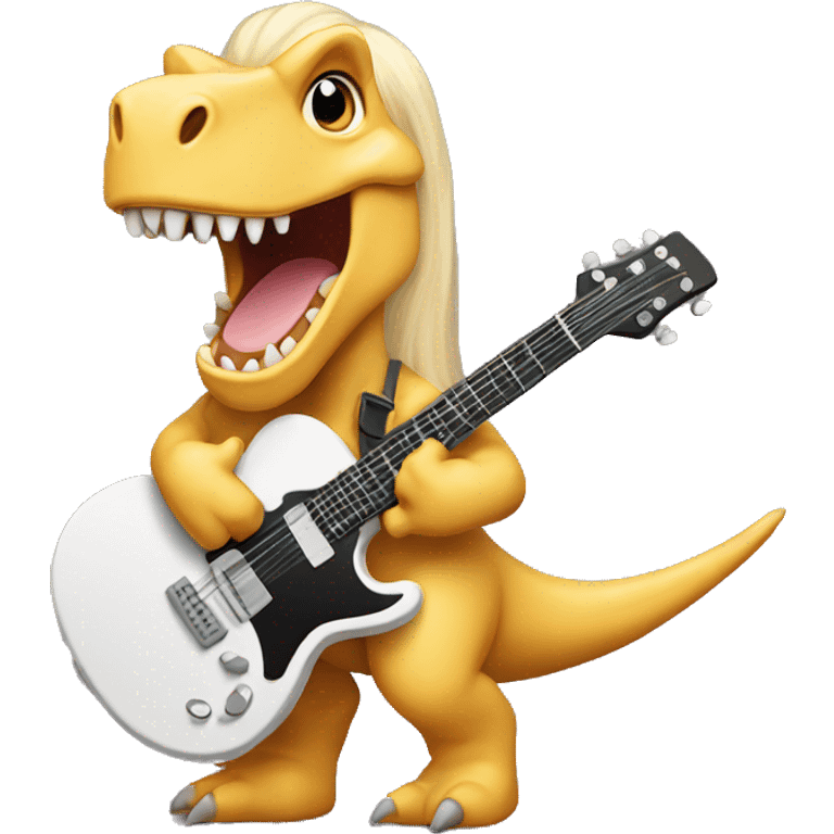 long blonde hair dinosaur playing guitar emoji