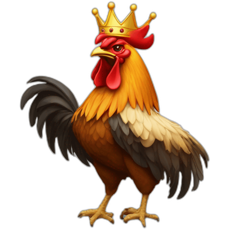 howling rooster with a crown on its head emoji