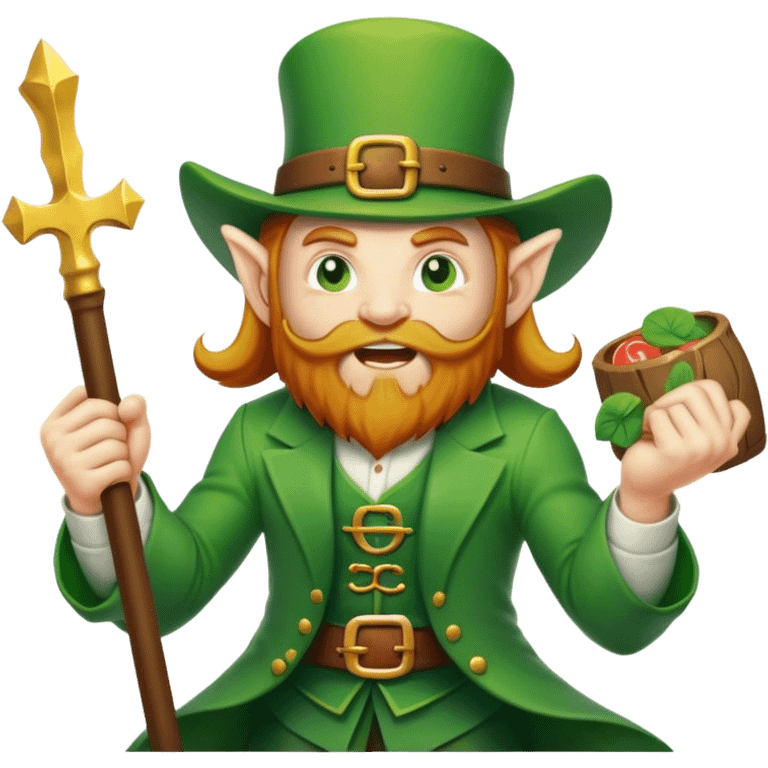 A leprechaun fighting Jesus with a slim jim emoji