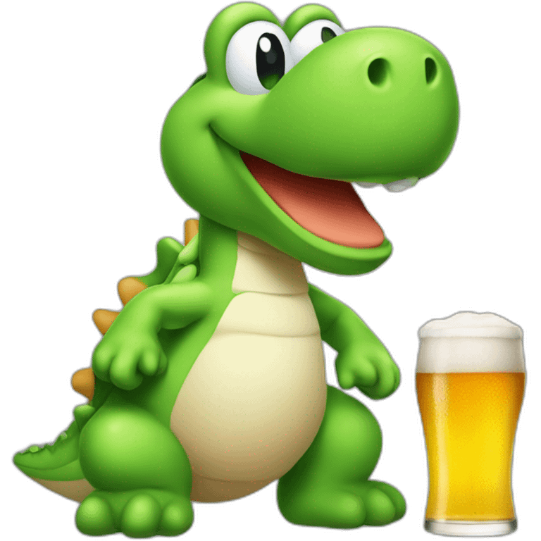 yoshi with a sixpack of beers emoji