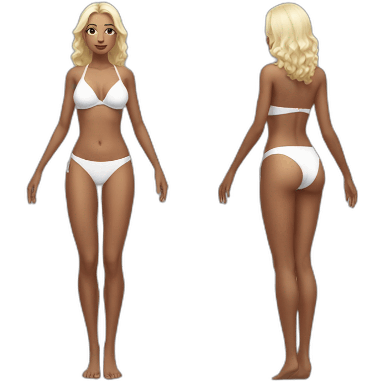 full body beauty-in-a-white-bikini both sides emoji