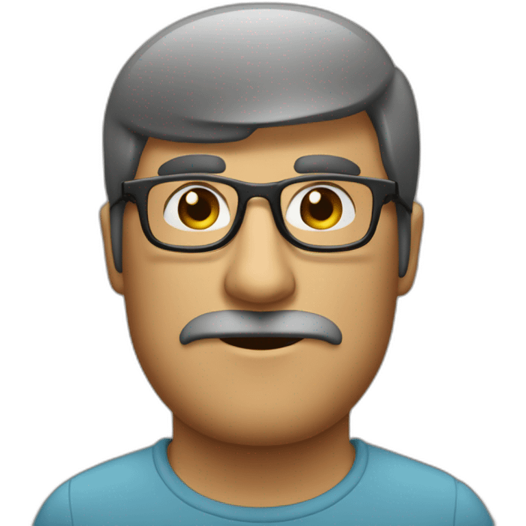 Hombre delgado, canas semis oduldo con gafas emoji