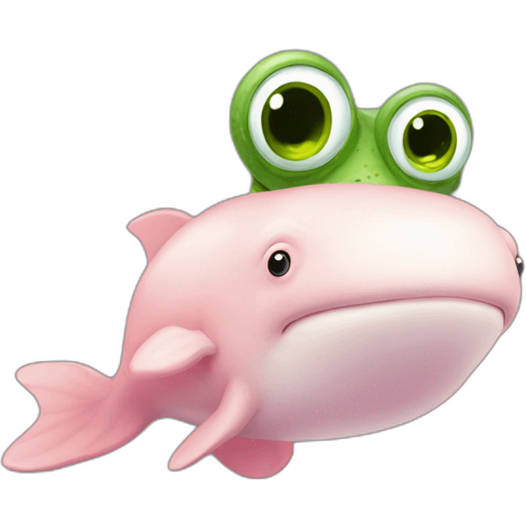 Pink beluga whale with the face of a frog emoji