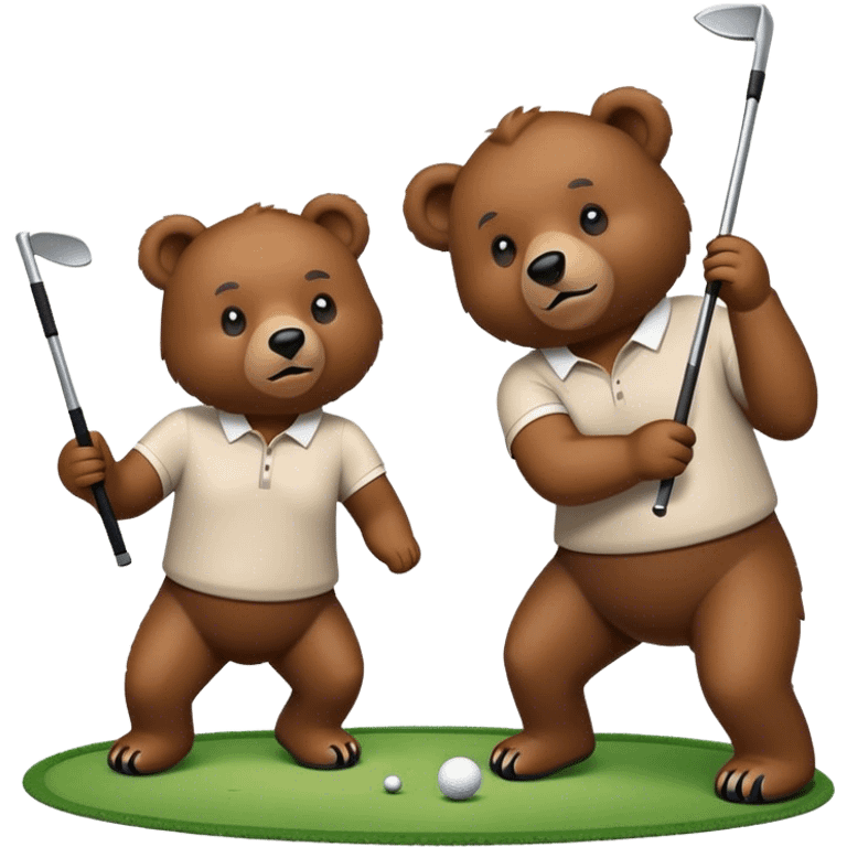 Two strong bears playing golf emoji