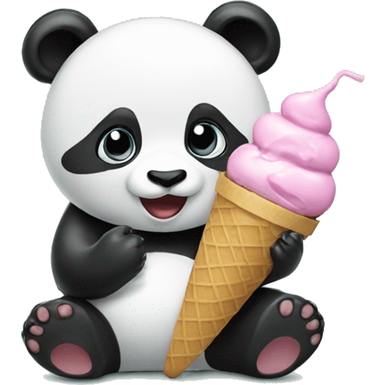 Panda eating ice cream emoji