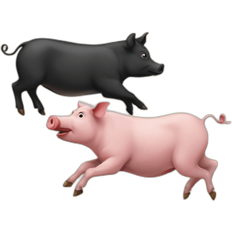 Pig chasing cow emoji