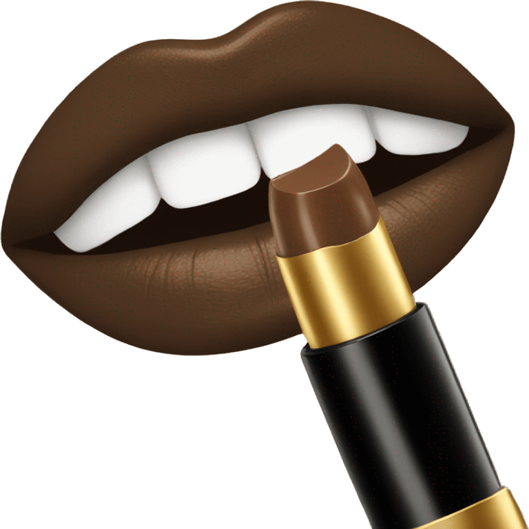 Brown lipstick with gold emoji