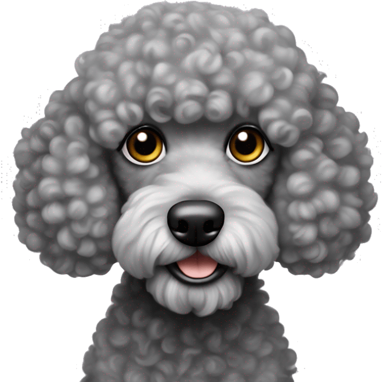 Perrito poodle gris es rizada tiene los ojos negro emoji