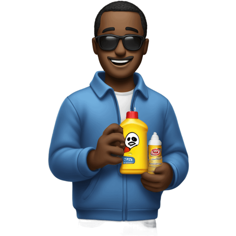 Diddy holding lubricant for a car  emoji