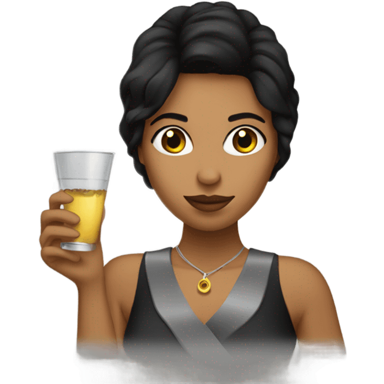 Women with dark hair drinking a shot of tequila  emoji