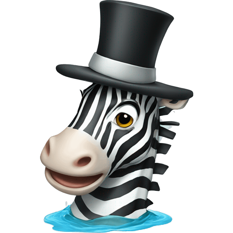 Zebra wearing a top hat fishing emoji