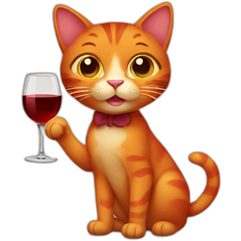 Red cat with wine emoji