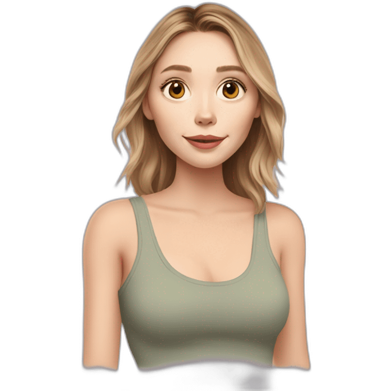 Elizabeth Olsen cartoon wearing tank top emoji