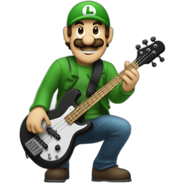 Luigi playing bass guitar emoji