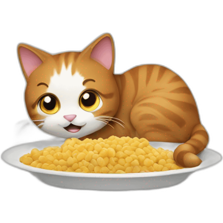 a cat eating food emoji