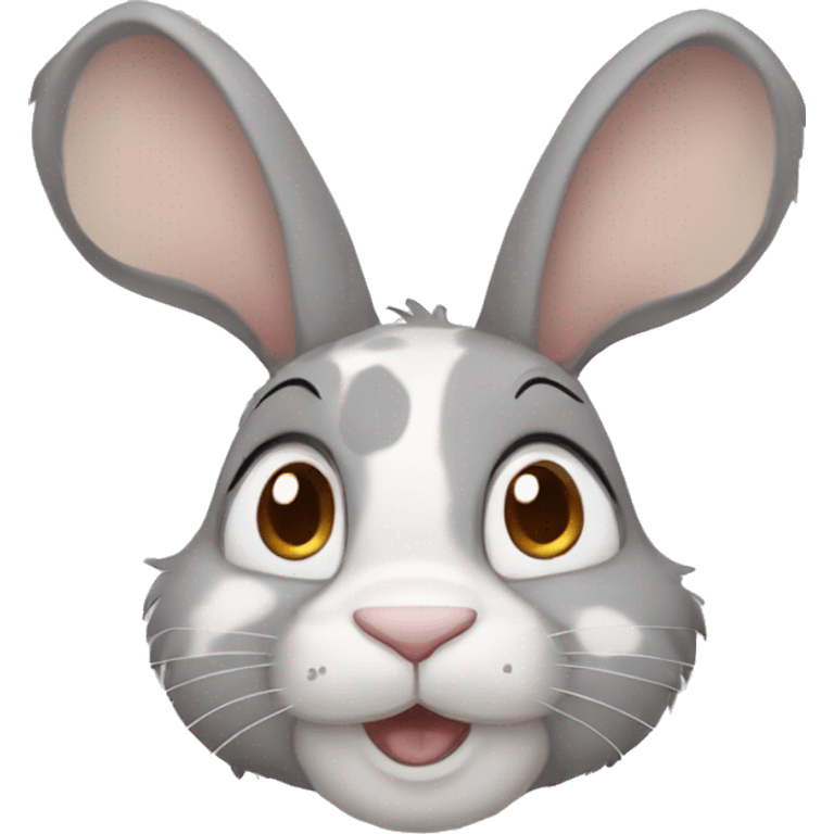 Anthro male bunny rabbit with freckles droopy ears, grey fur with brown spots emoji