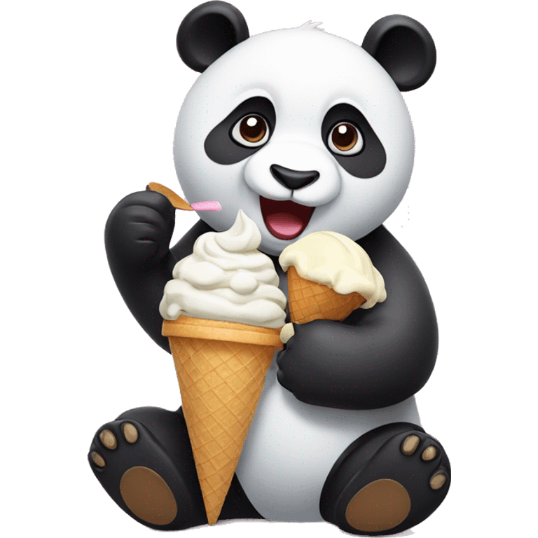 Panda eating ice cream emoji