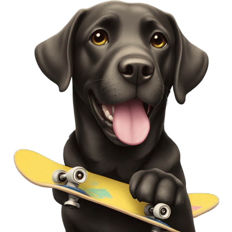 Black lab riding a skateboard  emoji