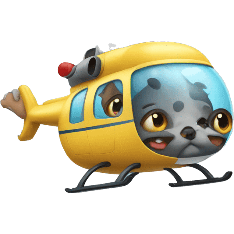 Funny dog on a helicopter  emoji