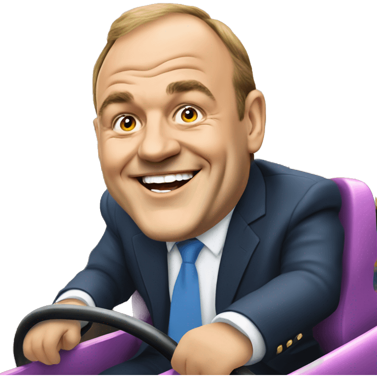 Liberal Democrat leader Ed Davey smiling on a rollercoaster emoji