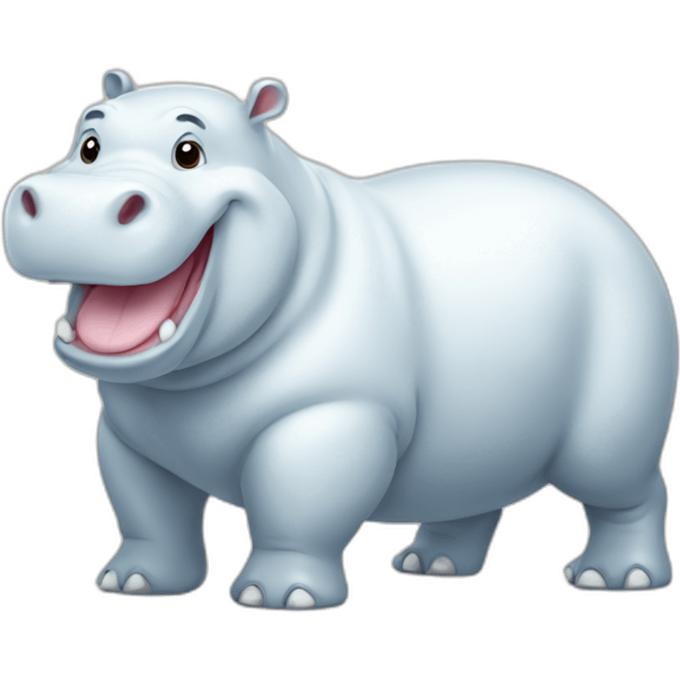 white happy hippopotamus emoji