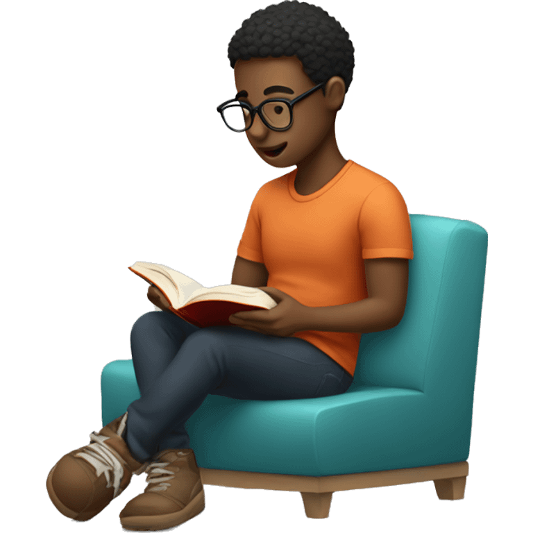 A student reading a book while chilling emoji