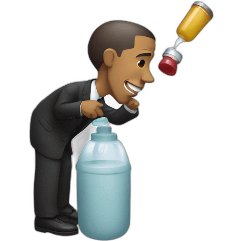 obama taking from the feeding bottle emoji