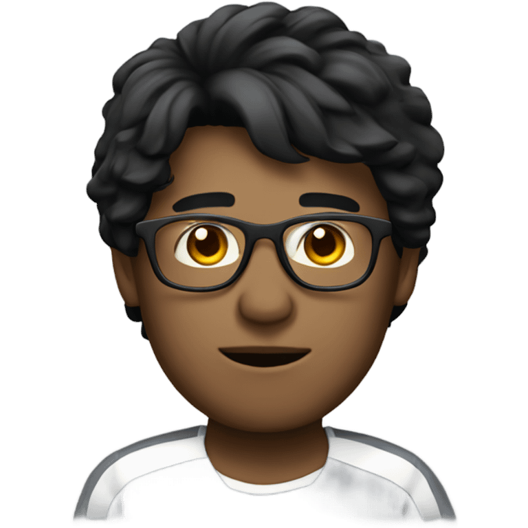 man with black hair with white streaks, glasses and laptop emoji