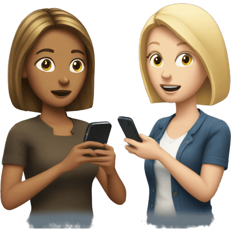 white woman showing her phone to another white woman emoji