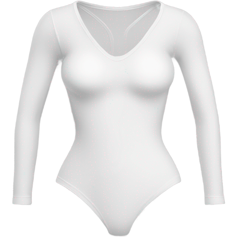 white long sleeve closed neck shapewear bodysuit emoji