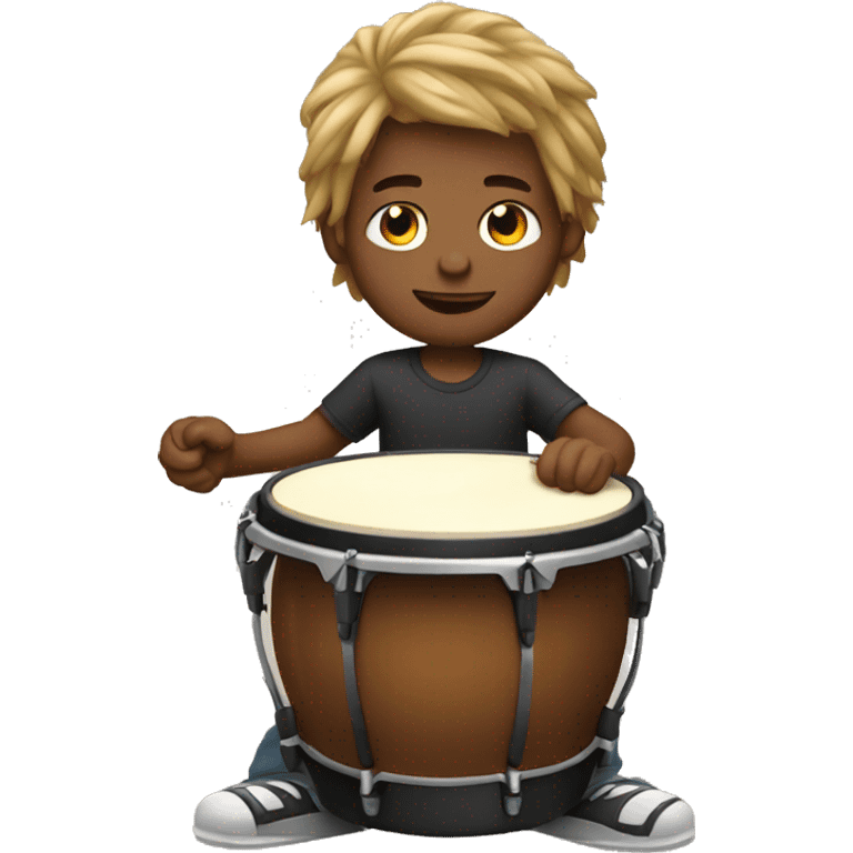 Boy with long hair playing bongo  emoji