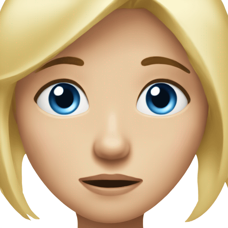 a cute blonde blue eye girl shocked like a classic emjio emoji