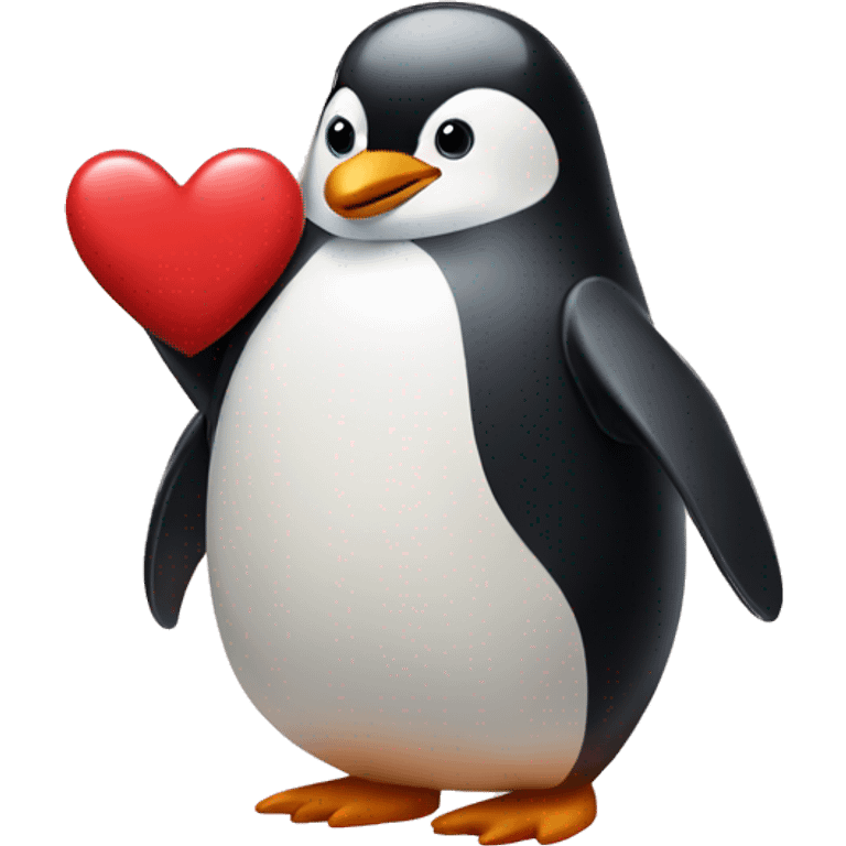 Penguin holding a heart emoji