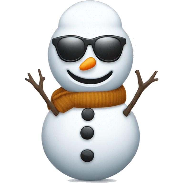 snowman  with sunglasses and vest. Stick arms with light bulb buttons emoji