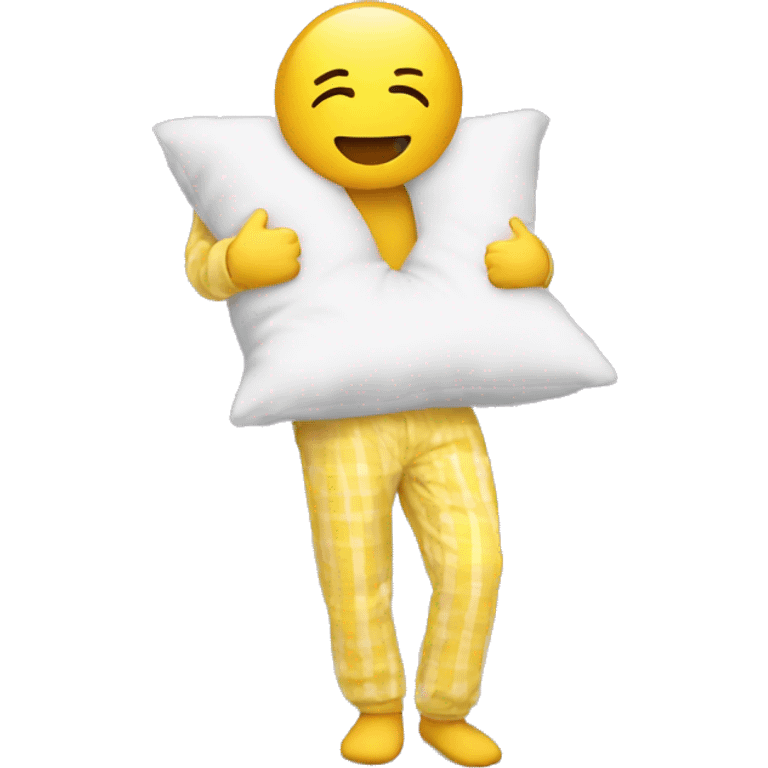 yellow emoji man with pillow head in pajamas emoji