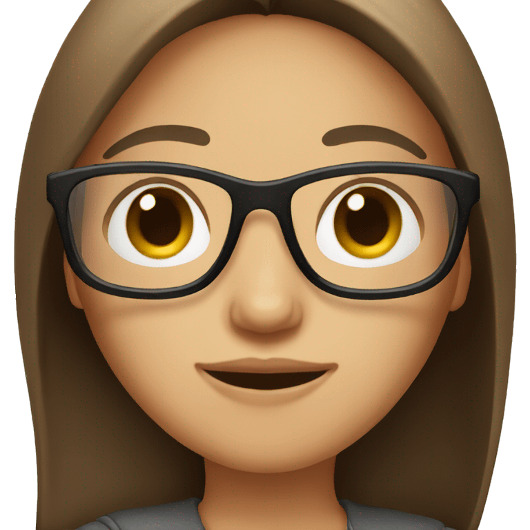 girl with long brown straight hair and black glasses emoji