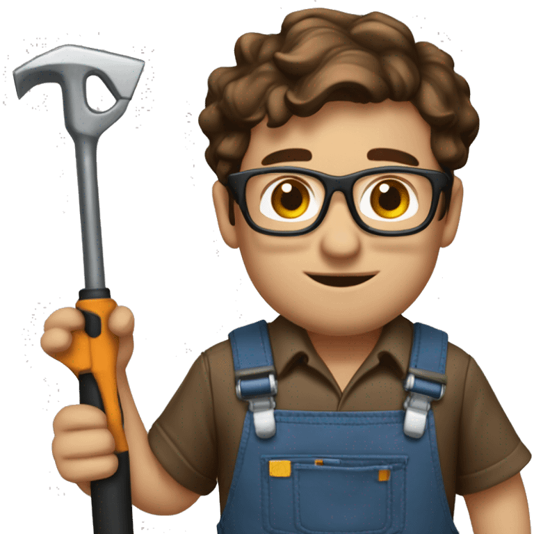 DevDps engineer with glasses and tools with brown hair and work overalls - portreit emoji