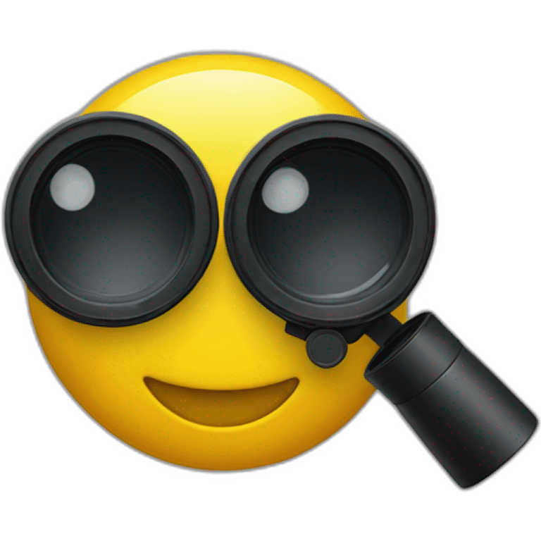 A yellow smile emoji looking something through binoculars  emoji