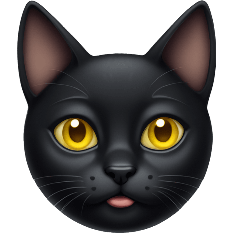 Cute black cat with yellow eyes pouting  emoji