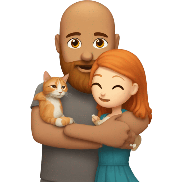 Indian Beard guy with bald head hugging a ginger hair Croatian girl with cat  emoji