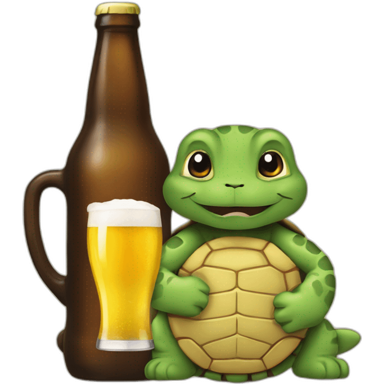 Tortue et chat qui boivent de la bière emoji