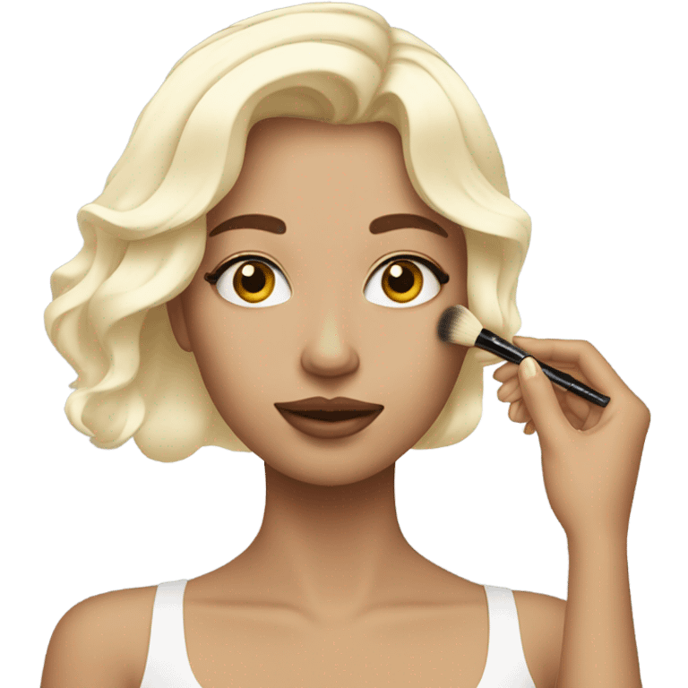 white blonde girl doing makeup emoji